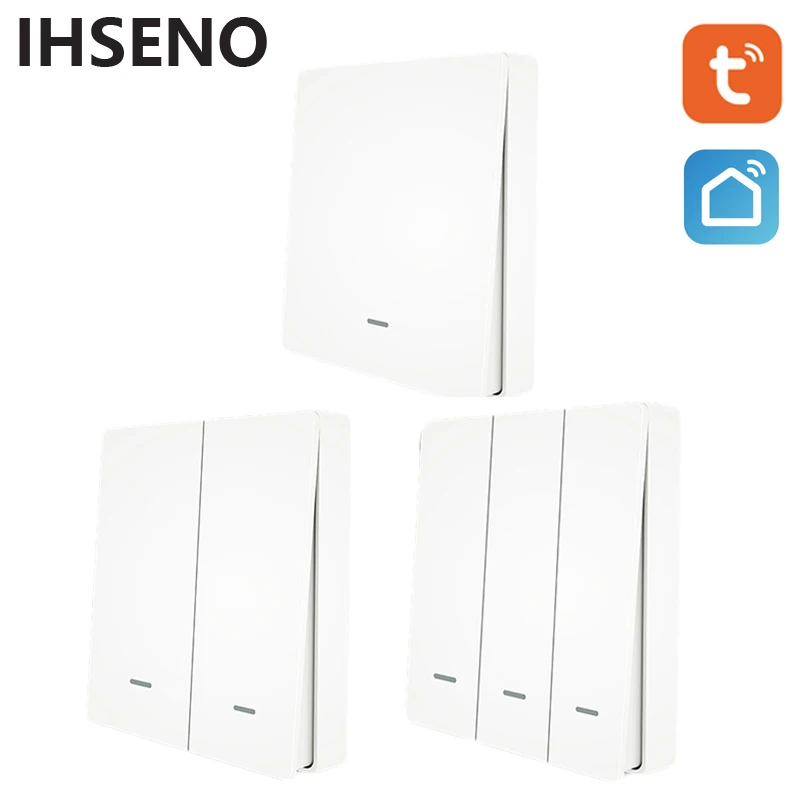 Smart Home Z Wave - Ihseno-インテリジェントなシーンスイッチ,ワイヤレス,無料のステッカー,ウォールシーン,プッシュボタン,バッテリー電源送信機,スマートライフ