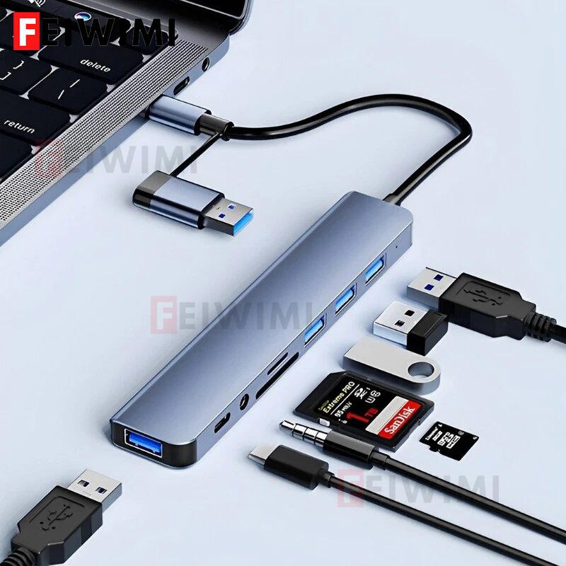 Smart Home Hub 2 - 8in2ポートUSB CスプリッターUSBハブ タイプCエクスパンダー タイプCドック マルチポートアダプター USBエクスパンダー