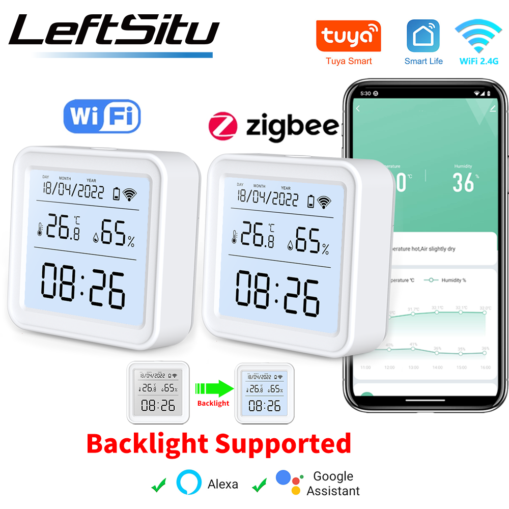 Smart Home Proxmox - Tuya Zigbee WiFi 温度湿度センサー湿度計温度計検出器スマートライフリモコンサポート Alexa Google