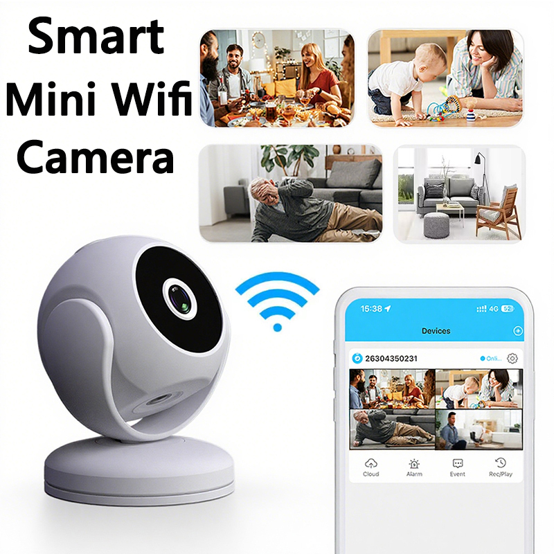 Smart Home Kamera - 1080P スマートホーム Wifi カメラリアルタイムワイヤレス IP カムビデオ監視カメラ屋内ナイトビジョンペットベビーセキュリティカメラ