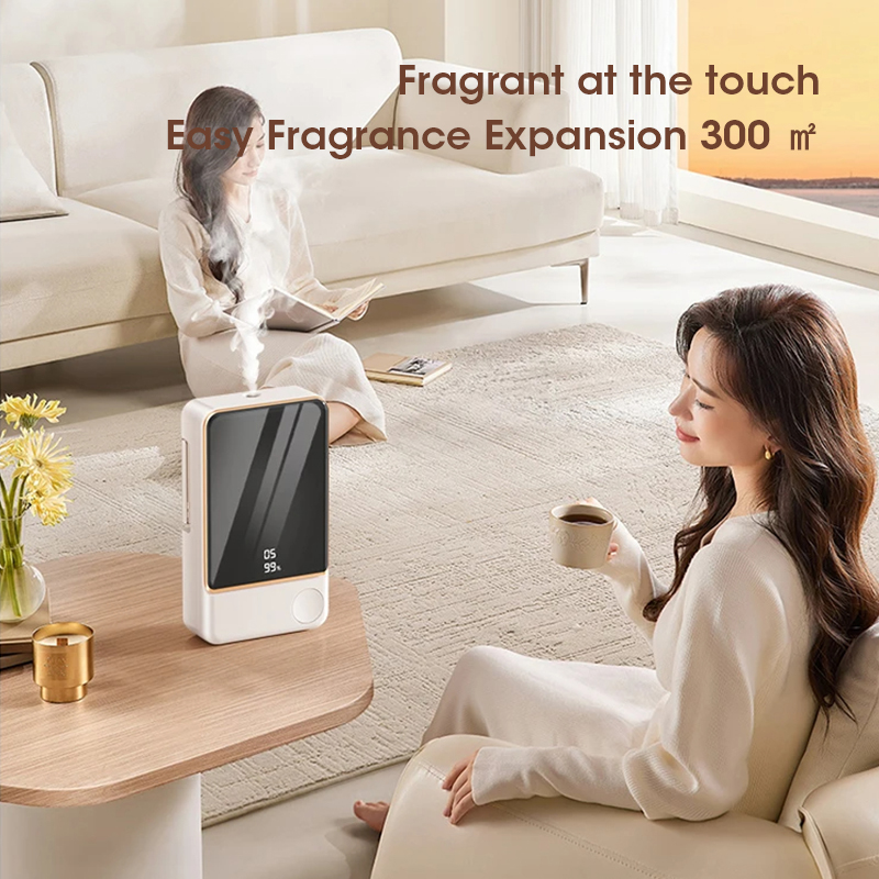 Smart Home Fragrance Diffuser - スマートアロマディフューザー空気清浄機 5段階デジタルディスプレイ 植物性エッセンシャルオイル対応 壁掛け式 卓上設置 USB充電