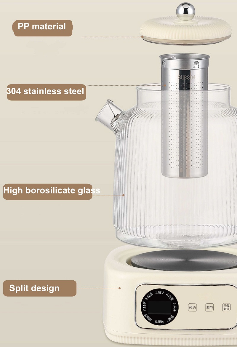 Home Smart Kettle - 1.5Lスマート電気ケトル 温度調節可能 ガラス製ティーメーカー 健康ケトル 多機能 オフィス用
