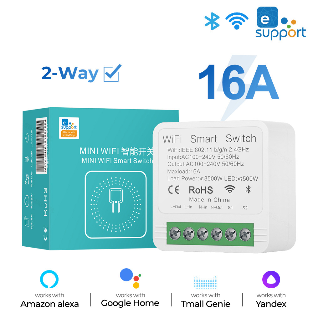 Smart Home Simple - 16A EWelinkアプリ対応 ミニWiFiスマートスイッチ 2ウェイコントロール スマートホームライトスイッチ タイミング機能付き