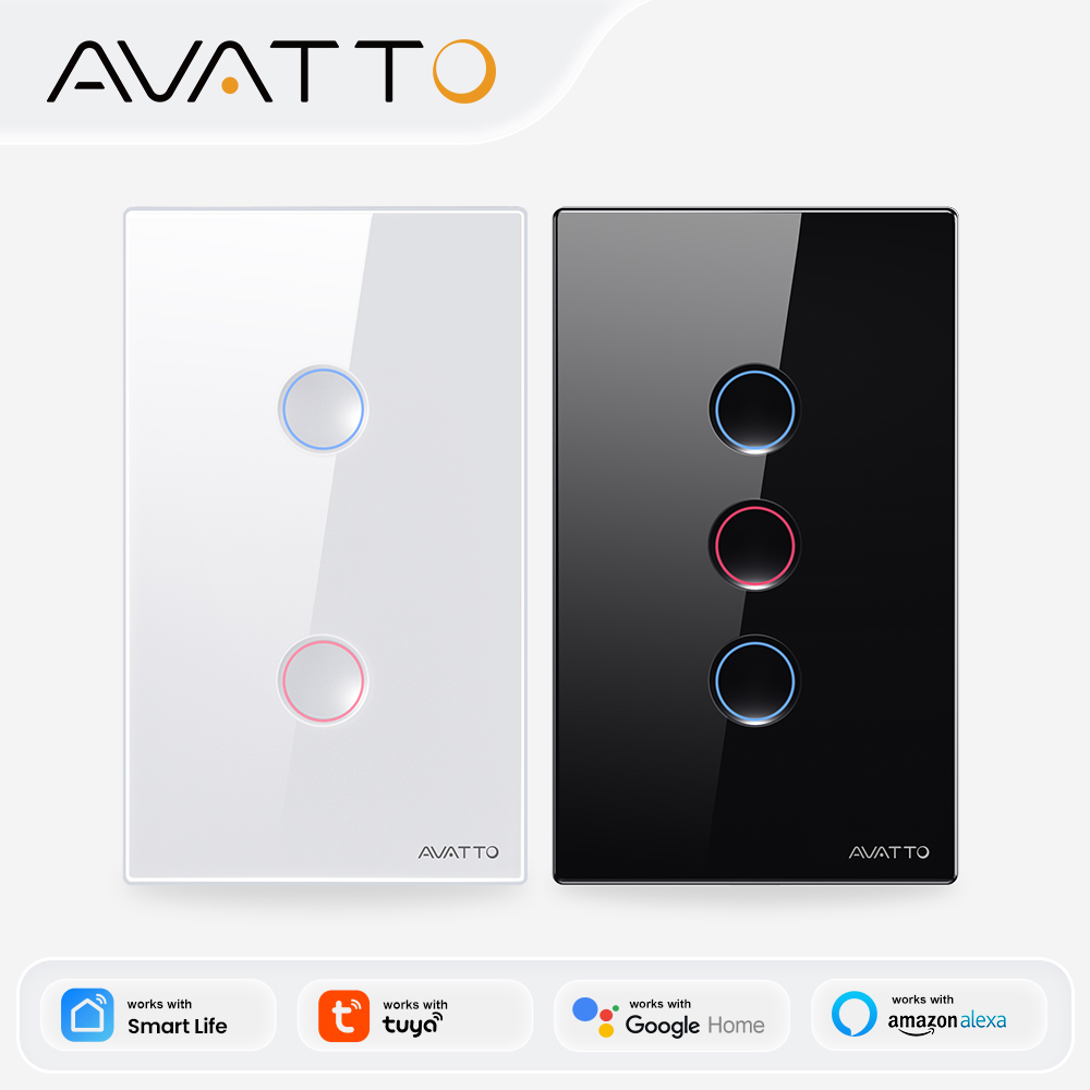 Smart Home Z Wave - AVATTO 1/2/3/4 ギャング ZigBee スマートライトスイッチ ワイヤレス壁タッチ溝付きボタンスイッチ