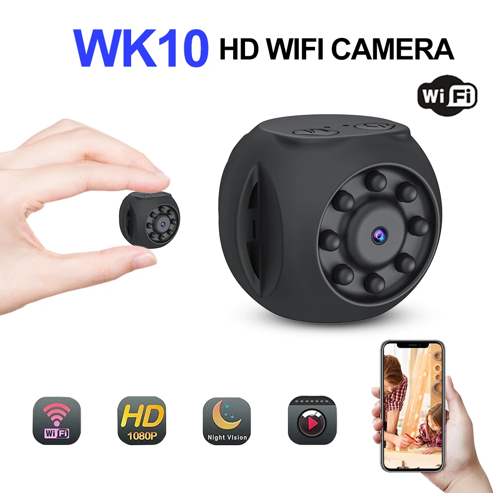Smart Home Kamera - Wi-Fi付きWK10ミニセキュリティカメラ,IPカメラレコーダー,家庭用,WiFi,Wiffiボディ,デジタルビデオ,オーディオ,Glizliリモコン