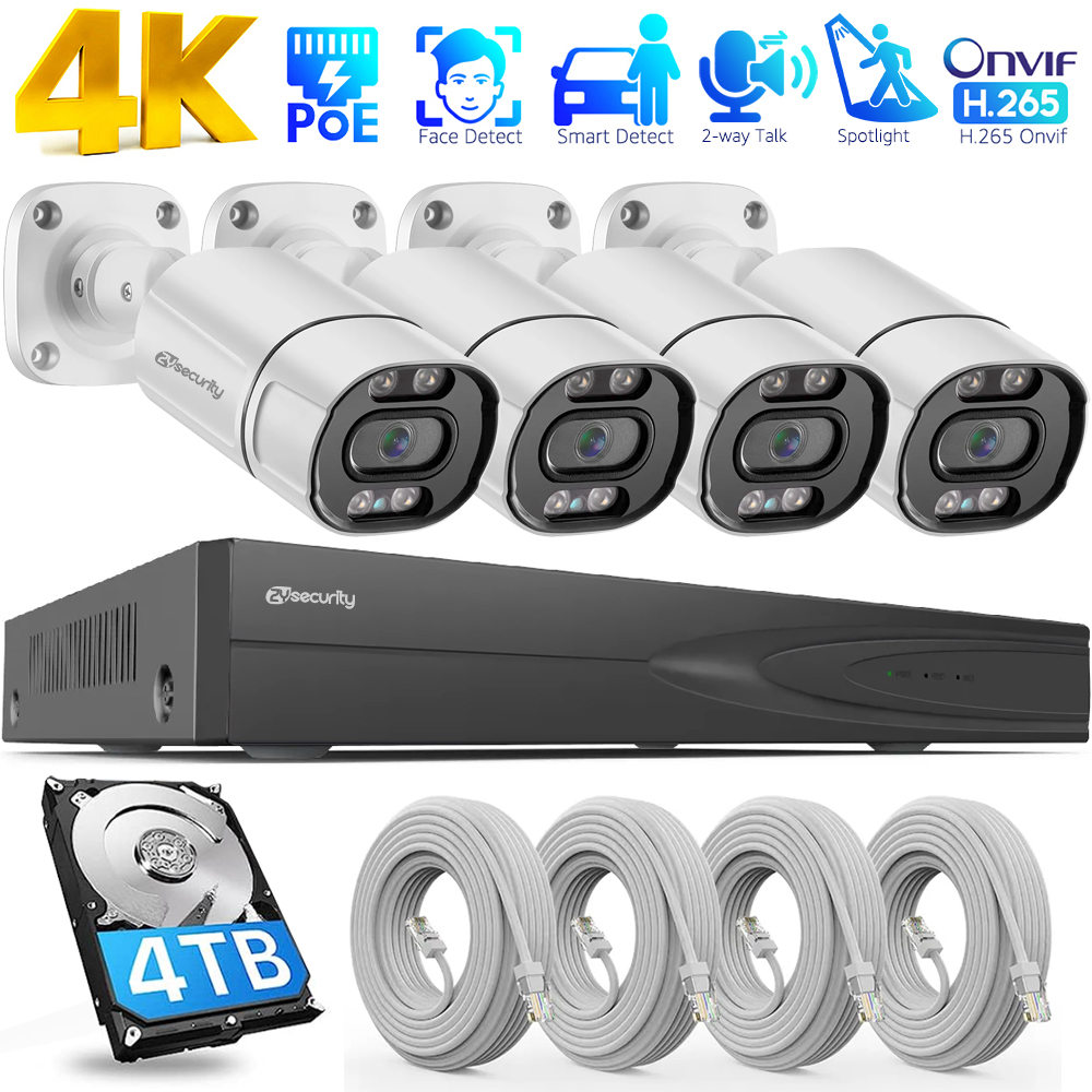 Smart Home Kit - 4K PoE防犯カメラシステム 4CH PoE NVRと4台の8MP /