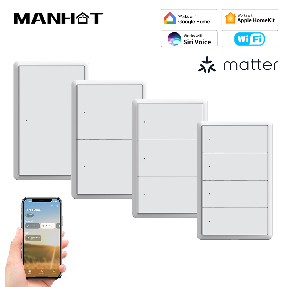 Smart Home Kit - MANHOT ホームキット WiFi スマートスイッチ ニュートラル配線不要 USスイッチ