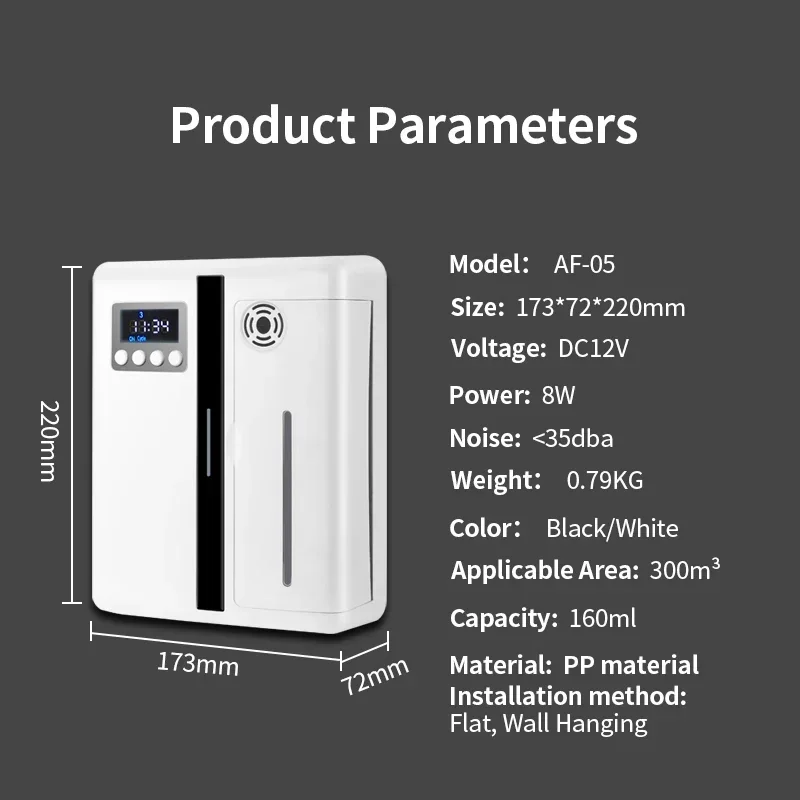 Smart Home Fragrance Diffuser - NAMSTE 300m³ スマートエッセンシャルオイルアロマディフューザー Bluetooth 水なし壁掛けアロマセラピーマシン 200ml