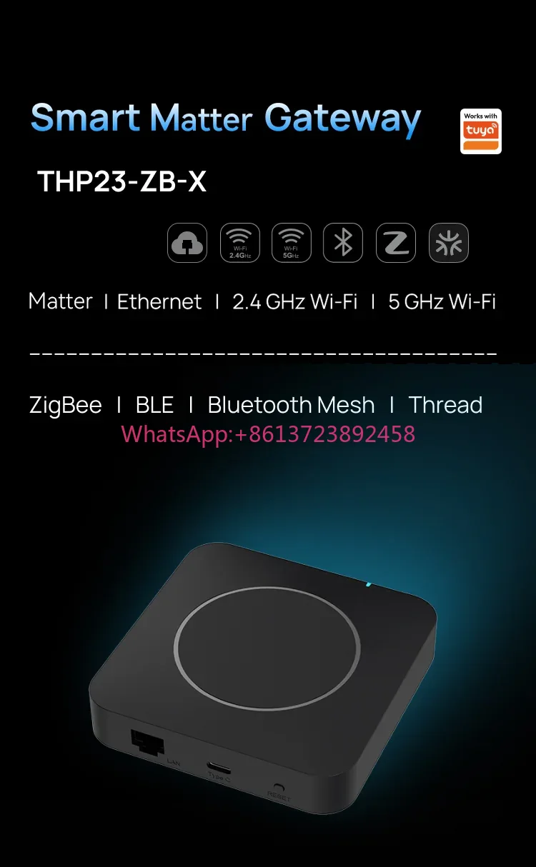 Smart Home Hub Matter - マルチプラットフォーム対応TuyaスマートホームオートメーションZigbee Matterゲートウェイハブ（アプリ制御、HomeKit対応）THP23-ZB-X